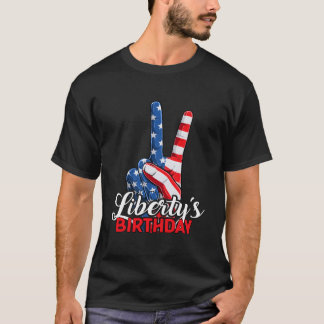 T-shirt Signe de l'oncle de la paix du 4 juillet Drapeau p