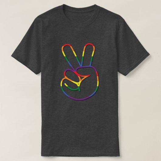 T-shirt Signe de paix arc-en-ciel Pride (Design devant)