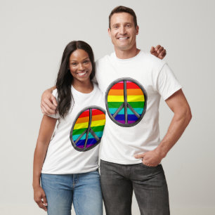 T-shirt Signe de Paix Arc-en-Ciel Symbole de Fierté LGBTQ