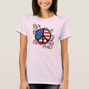 T-shirt Signe de paix de drapeau américain