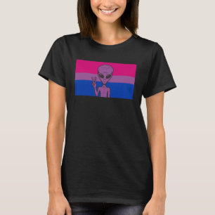 T-shirt Signe de paix de la tête d'alien LGBTQ+ Fierté bis