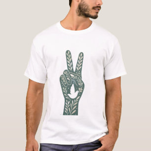 T-shirt Signe de paix floral rétro et art de colombe botan