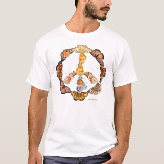 T-shirt signe de paix papillon (Devant)