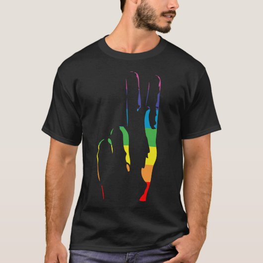 T-shirt Signe de paix Rainbow Pride (Devant)