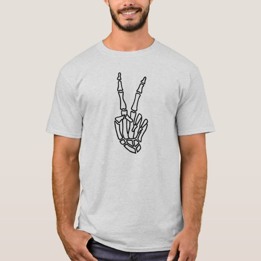 T-shirt Signe de paix squelettique de main (Devant)