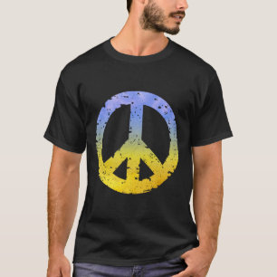 T-shirt Signe de paix ukrainien bleu et jaune Rétro Feel U