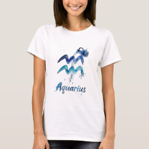 T-shirt Signe du zodiaque Verseau aquarelle janvier févrie