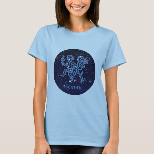 T-shirt Signe Gemini Constellation et Zodiaque avec étoile (Devant)