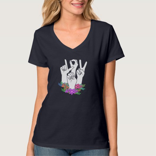 T-shirt Signe main ASL de l'enseignant (Devant)