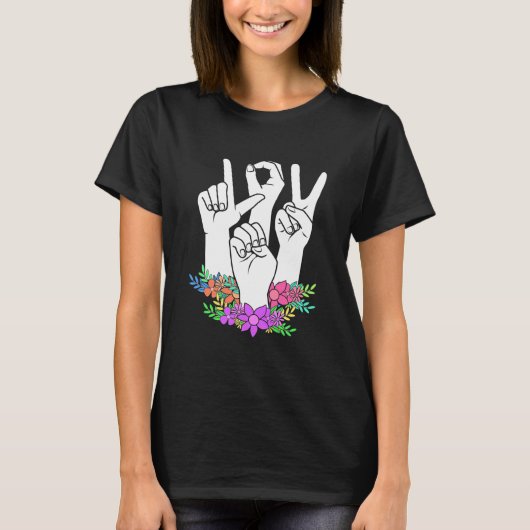 T-shirt Signe main ASL de l'enseignant (Devant)