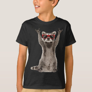 T-shirt Signe Main Musique Rock Raton Laveur Drôle Hommes