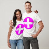 T-shirt Signe Plus blanc avec Magenta (Unisexe)