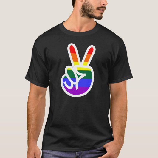 T-shirt Signe V du drapeau arc-en-ciel (Devant)