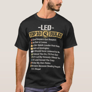 T-shirt SIGNE Zodiaque Drôle Top 10 Règles De Leo Graphic