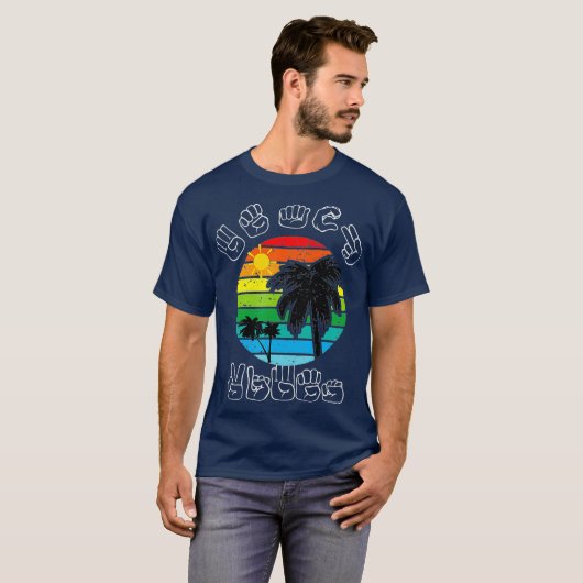 T-shirt Signer ASL Langue des Signes Vêtements Plage Sourd (Devant entier)