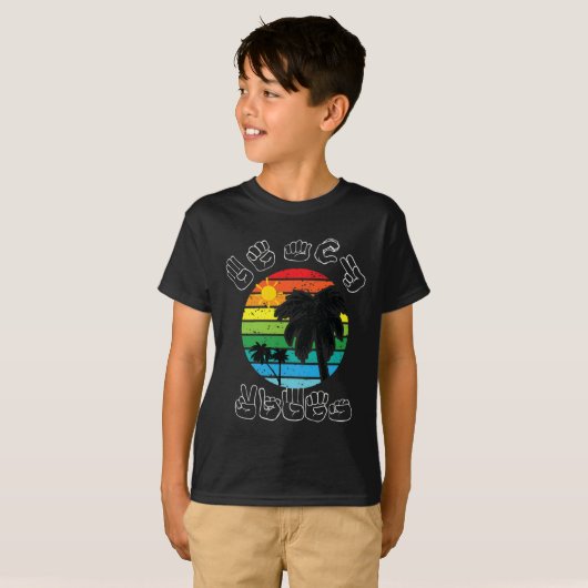 T-shirt Signer ASL Langue des Signes Vêtements Plage Sourd (Devant entier)