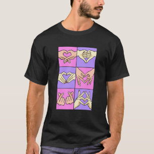 T-shirt Signes de la main du coeur Lovecore Doigt coréen e