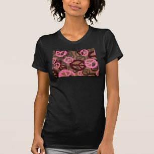T-shirt Signes de paix/Regard-T-Chemise roses de Camo