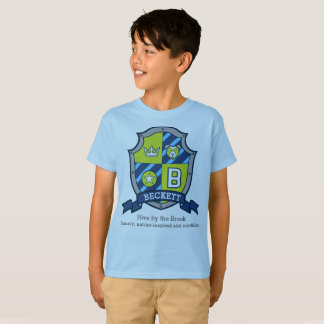 T-shirt Signification du prénom Beckett garçon, bouclier d