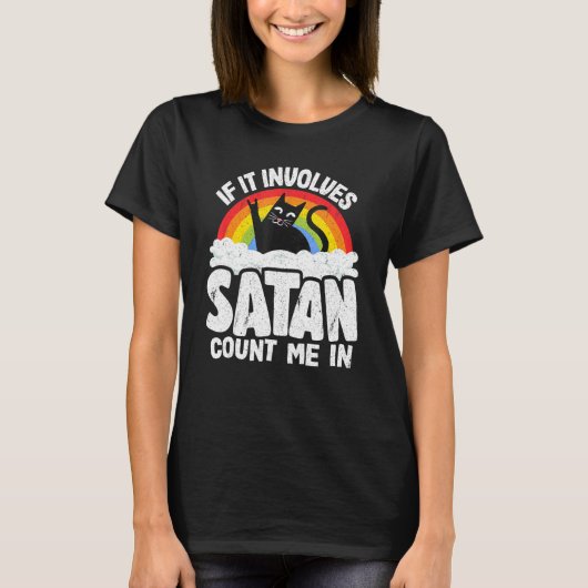 T-shirt S'Il Implique Satan Compter Moi Dans Chat Métal Lo (Devant)