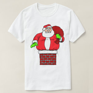 T-shirt Silencieux Père Noël À L'Arrière À Chimney Noël