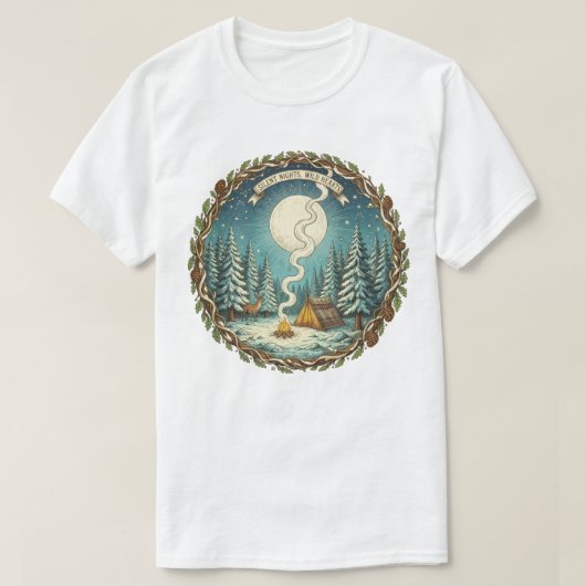 T-shirt Silent Nights Wild Hearts Winter Camping Art (Design devant)