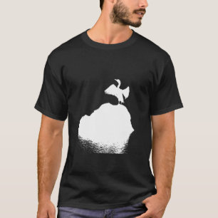 T-shirt Silhoue blanche minimaliste du cormoran noir