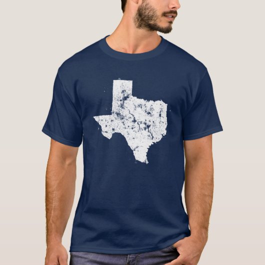 T-shirt Silhouette affligée de carte d'état du Texas (Devant)