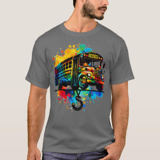 T-shirt Silhouette Artistique D'Un Bus Scolaire 1