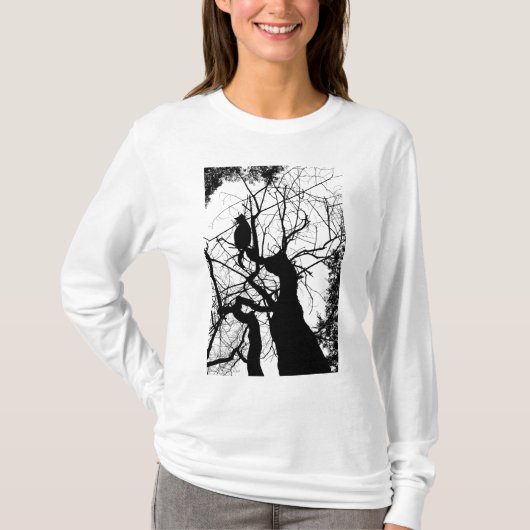 T-SHIRT SILHOUETTE B&W D'ARBRE DE KITTY (Devant)