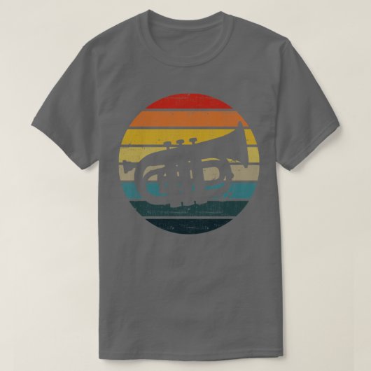 T-shirt Silhouette Baritone Sur Un Coucher De Soleil Rétro (Design devant)