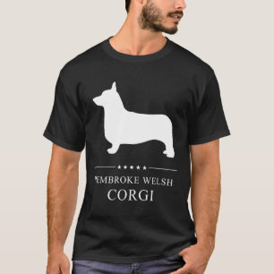 T-shirt Silhouette blanche de Pembroke Welsh Corgi