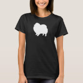 T-shirt Silhouette blanche de Pomeranian (Devant)