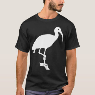 T-shirt Silhouette blanche d'oiseau d'IBIS étée perché sur
