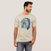 T-shirt Silhouette bleue en chef de Natif américain (Devant entier)