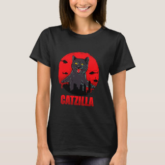 T-shirt Silhouette Catzilla- Funny Cats Cartoon Cool Desig