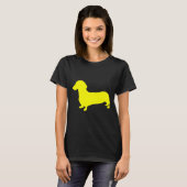 T-shirt Silhouette Dachshund Jaune (Devant entier)