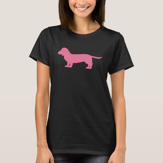 T-shirt silhouette dachshund rose (Devant)