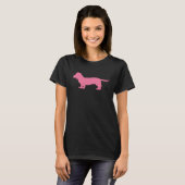 T-shirt silhouette dachshund rose (Devant entier)