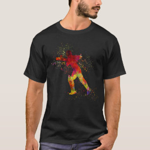 T-shirt Silhouette de batteur du joueur de cricket en aqua
