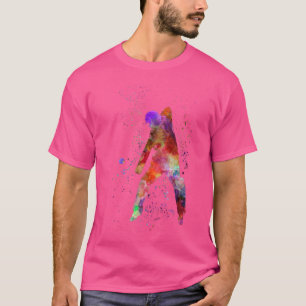 T-shirt Silhouette de batteur du joueur de cricket en aqua