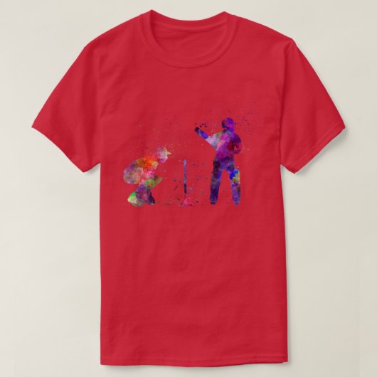 T-shirt Silhouette de batteur du joueur de cricket en aqua (Design devant)