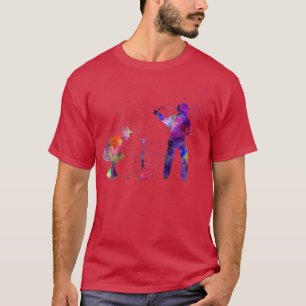 T-shirt Silhouette de batteur du joueur de cricket en aqua