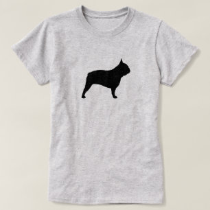 T-shirt Silhouette de Bulldog en français noir Chien fra