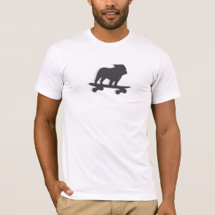 T-shirt Silhouette de Bulldog en skateboard   Chien Skateu