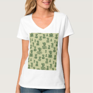T-shirt Silhouette de cactus succulent en tasses et pots T