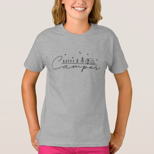 T-shirt Silhouette de campeur heureux (Devant)