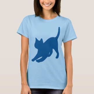 T-shirt Silhouette de chat bleu foncé qui s'étire