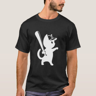 T-shirt Silhouette de chat de baseball design sportif drôl