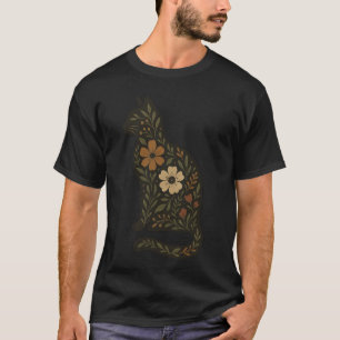 T-shirt Silhouette de chat floral — Botanique folklorique